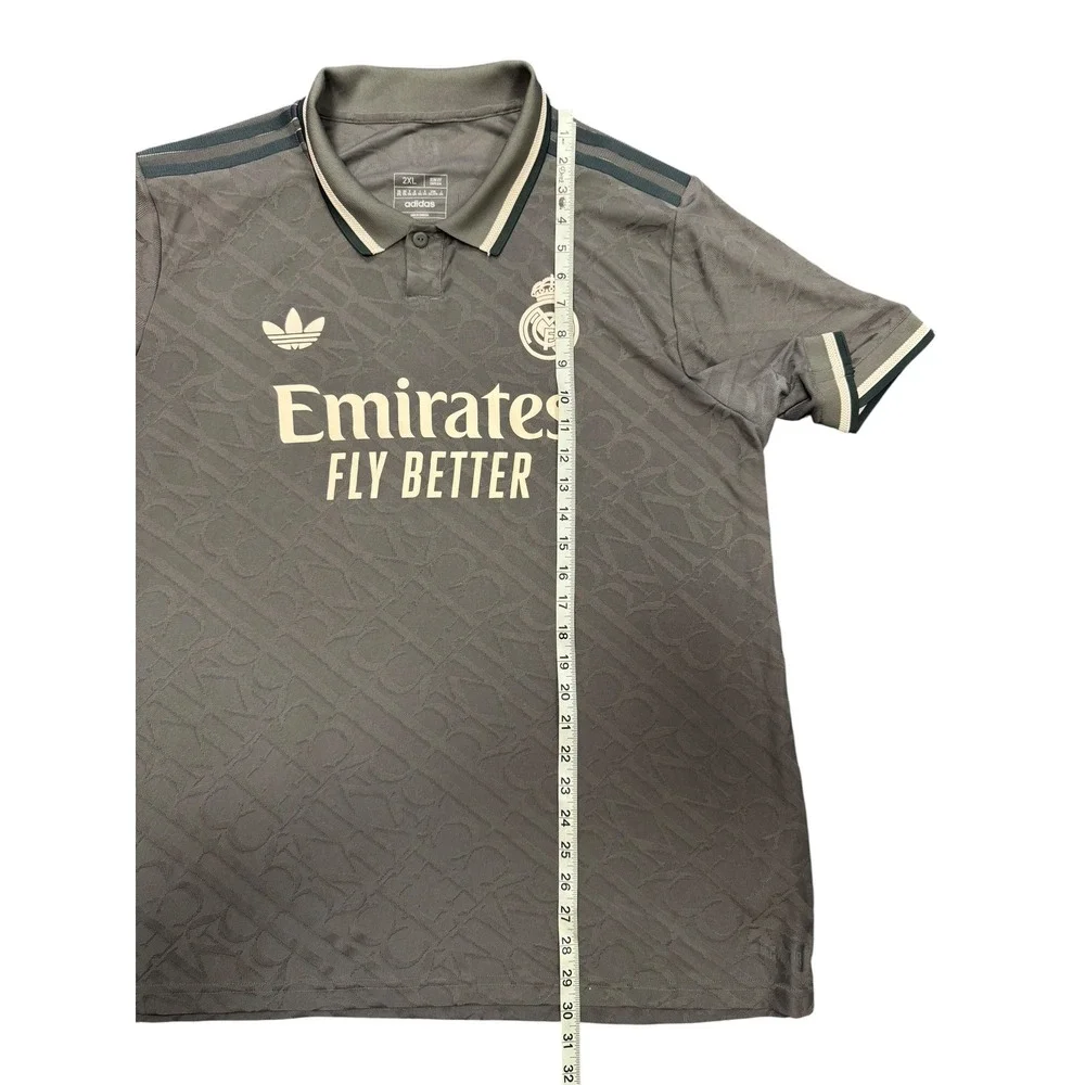 Adidas Real Madrid Polo Jersey Mens 2XL Grey Excellent Bellingham 5 Slim Fit
